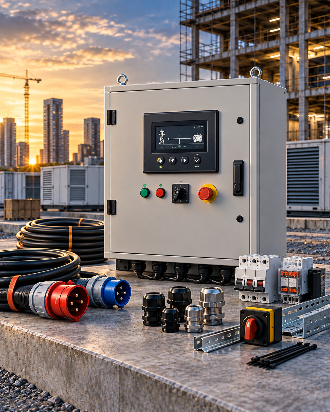 ATS panel changeover switch cables and generator accessories for power systems