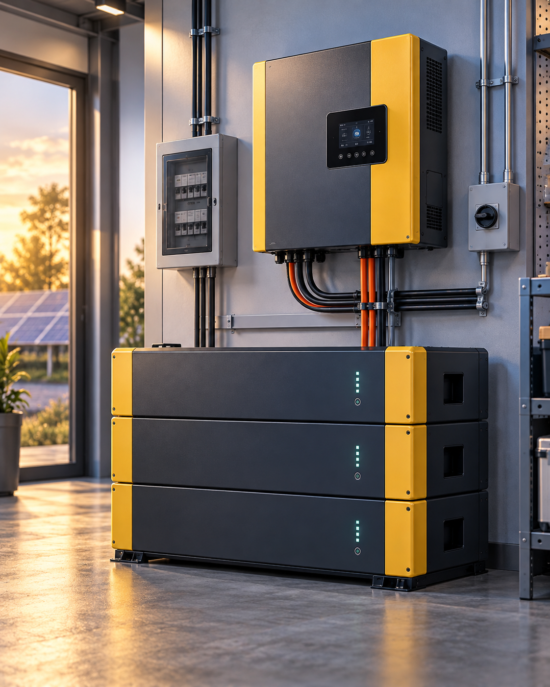 Hybrid inverter and lithium battery storage system for backup power